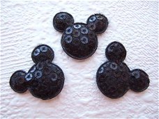 Mickey / Minnie Mouse met lovertjes ~ 2 cm ~ Zwart