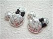 Lovertjes Minnie Mouse met strikje ~ 3,5 cm ~ Zilver - 2 - Thumbnail
