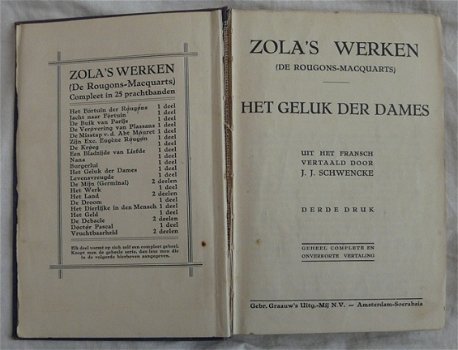 Boekje, Zola's Werken, Het Geluk Der Dames, Emile Zola, jaren'20. - 3