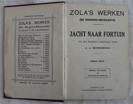 Boekje, Zola's Werken, Jacht naar Fortuin, Emile Zola, jaren'20. - 3