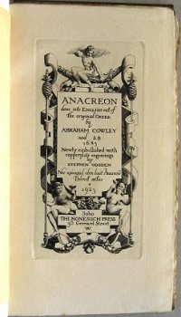 Anacreon 1923 Cowley Gelimiteerde oplage 346/725 Gooden ill. - 5