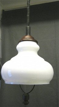 klass. pendellamp,wit glazen kap, max 163 cm,gr.fitting,nst - 6