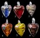 leren ketting met glazen harten:3,50 € p.st of 2 v. 5,00€ - 1 - Thumbnail