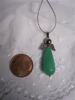 geluksengeltje edelsteen groene jade met tibetzilver engeltje spiritueel item - 2