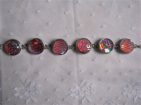 armband chunks noosa drukknopen meerkleurig roze zilver heel mooi hippiemarkt - 2