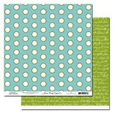 SALE NIEUW vel dubbelzijdig scrappapier White on Teal Dots / Belleville van Scenic Route