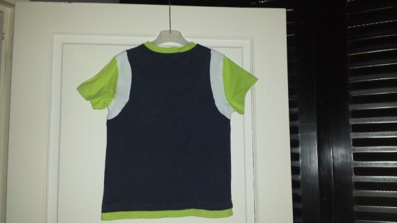 Benetton blauw lime shirt met korte mouw maat 120/6 - 3