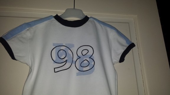 Kiekeboe wit shirt met blauwe accenten maat 104 - 1
