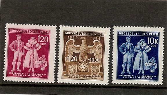 Duitsland, Böhmen und Mähren Michelnummers 133 t/m135 postfris - 1