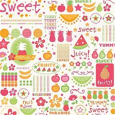 SALE NIEUW vel glitter scrappapier Sweet 20 Fruit van DCWV