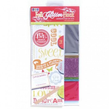 SALE! set met Glitter, Foil & Flock Rub-ons kit Promenade van WER - 2