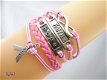 infinity armbandje 5-delig - rose faith,hope,cancer - 16 t/m 20 cm - 1 - Thumbnail