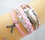 infinity armbandje 5-delig - lila: faith,hope,believe,cancer - 16 t/m 20 cm - 1 - Thumbnail