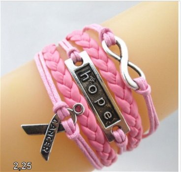 infinity armbandje 5-delig - rose :,hope,cancer - 16 t/m 20 cm - 1