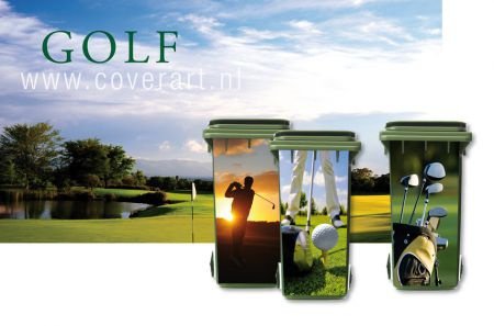 golf sunrise kliko container sticker, afvalbak deko stickers - 2