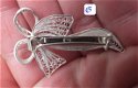 FILIGRAIN STRIK Indonesie broche 925 zilver groot - 2 - Thumbnail