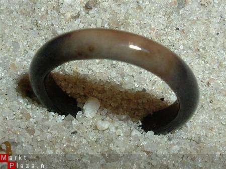 #152 Zwarte Agaat Ring handgeslepen - 1