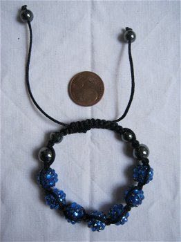 shamballa armband cobalt blauw met hematiet boeddha item hippiemarkt onr size - 2