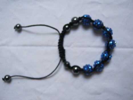 prachtige shamballa armband donker blauw cabalt met gratis MEbewustzijnslintje - 1