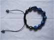 prachtige shamballa armband donker blauw cabalt met gratis MEbewustzijnslintje - 1 - Thumbnail