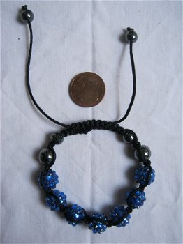 prachtige shamballa armband donker blauw cabalt met gratis MEbewustzijnslintje - 2