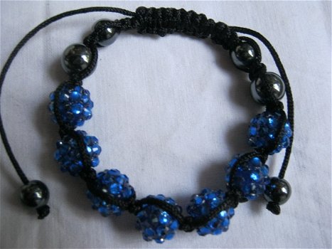 prachtige shamballa armband donker blauw cabalt met gratis MEbewustzijnslintje - 3