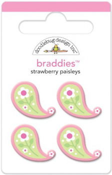 SALE NIEUW Braddies Brads Strawberry Paisleys van Doodlebug Designs - 1