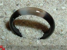 #154 Zwarte Agaat Ring  handgeslepen