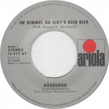 Känguruh : Im Himmel Da Gibt's Kein Bier (1972) - 2