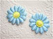 Effen satijnen margriet bloemetje ~ 3 cm ~ Blauw - 1 - Thumbnail