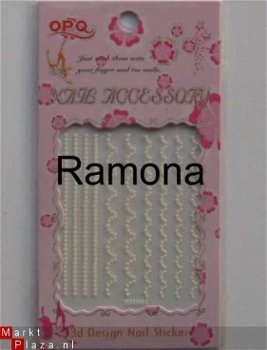 Lace 3D Nagel stickers KANT 1 Randje met glitters Gekleurd - 1