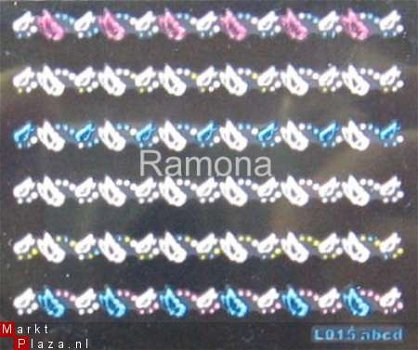 Lace 3D Nagel stickers KANT 2 Randje met glitters Gekleurd - 1