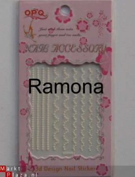 Lace 3D Nagel stickers KANT 2 Randje met glitters Gekleurd - 1