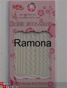 Lace 3D Nagel stickers KANT 9  Randje met glitters Gekleurd