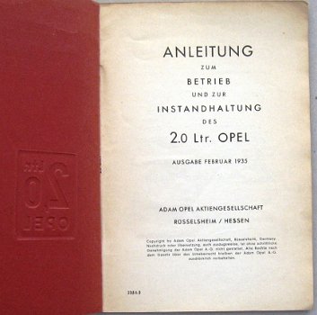 Betriebsanleitung 2 Ltr. Opel 1935 Handleiding - 3