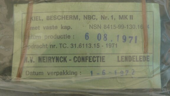 Parka / Kiel, Bescherm, NBC, type: No.1 MK II, KL, maat: M, 1971.(Nr.1) - 3