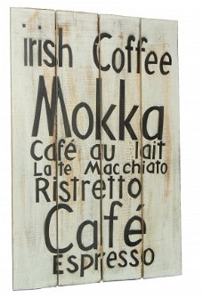 Tekstbord sloophout Irish Coffee