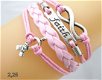 infinity armbandje 4-delig - licht rose :,hope,faith - 16 t/m 20 cm - 1 - Thumbnail