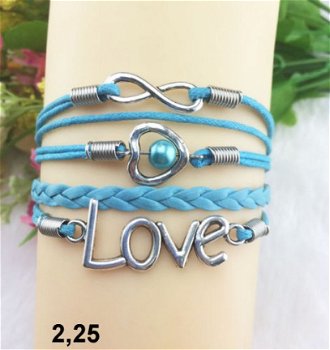 infinity armbandje 5-delig - blauw - 16 t/m 20 cm - 1