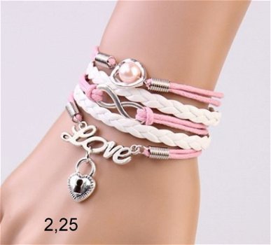 infinity armbandje 5-delig - rose/wit slotje - 16 t/m 20 cm - 1