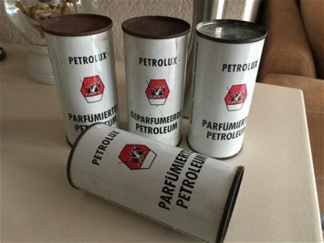 4 oude vintage blikjes petrolux petroleum !! - 1