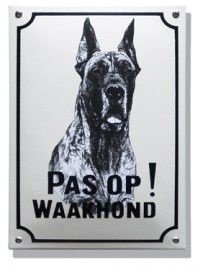 Pas op Waakhond bord. Handgemaakte emailleborden - 3