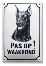 Pas op Waakhond bord. Handgemaakte emailleborden - 4