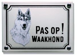 Pas op Waakhond bord. Handgemaakte emailleborden - 7