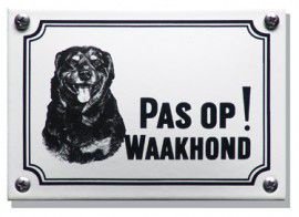 Pas op Waakhond bord. Handgemaakte emailleborden - 8