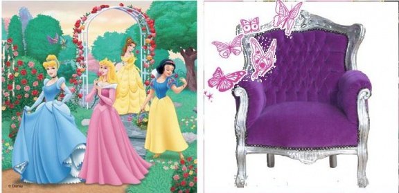 Barok prinsessen tronen Little Princess bekleed met diverse stoffen - 8