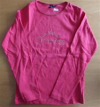 Shirt zalmkleurig mt 128/134 - 1