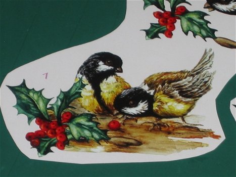 3D plaatjes --- VOGELS bij de KERSTTAK --- Rode cijfers - 2