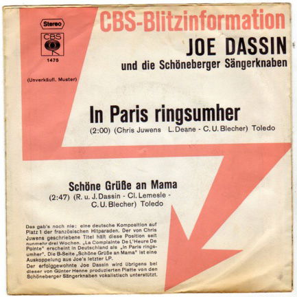 Joe Dassin Und Die Schöneberger Sängerknaben : In Paris Ringsumher (1973) - Afbeelding 2