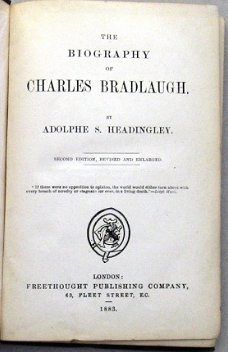 Atheïsme 1883 Biography of Charles Bradlaugh HC A Headingley